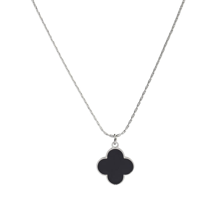 Black Beauty Clover Silver Necklace - Salty Accessories