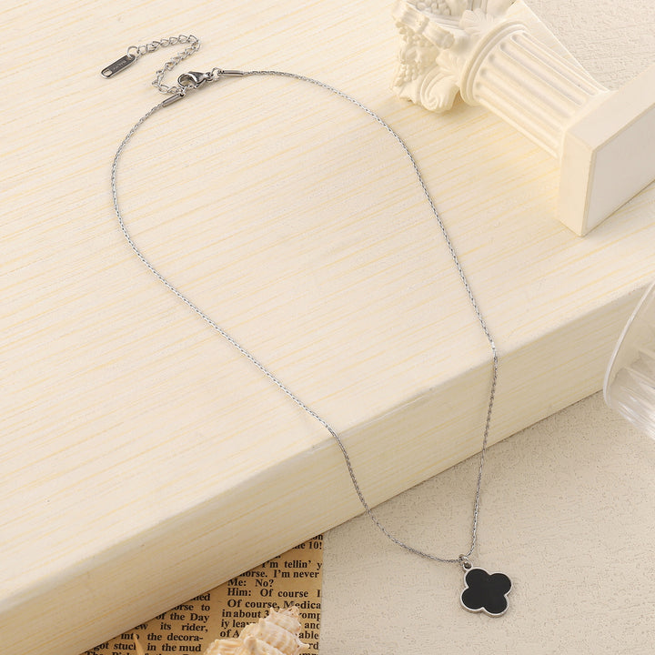 Black Beauty Clover Silver Necklace - Salty Accessories