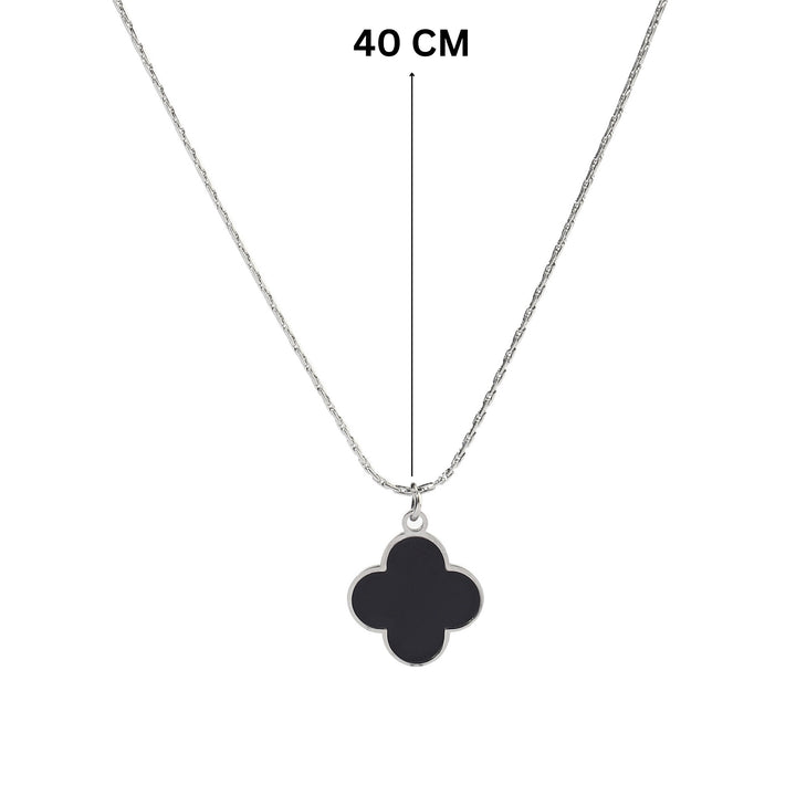 Black Beauty Clover Silver Necklace