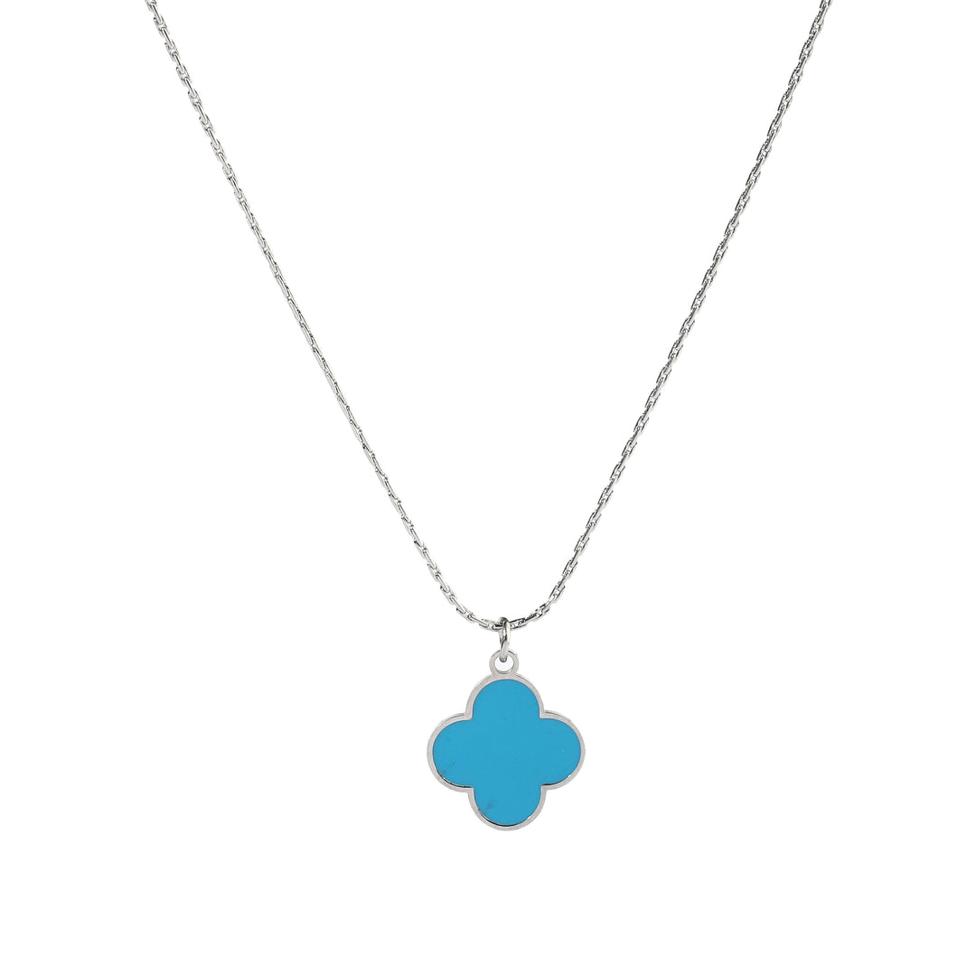 Teal Clover Silver Necklace - Salty Accessories