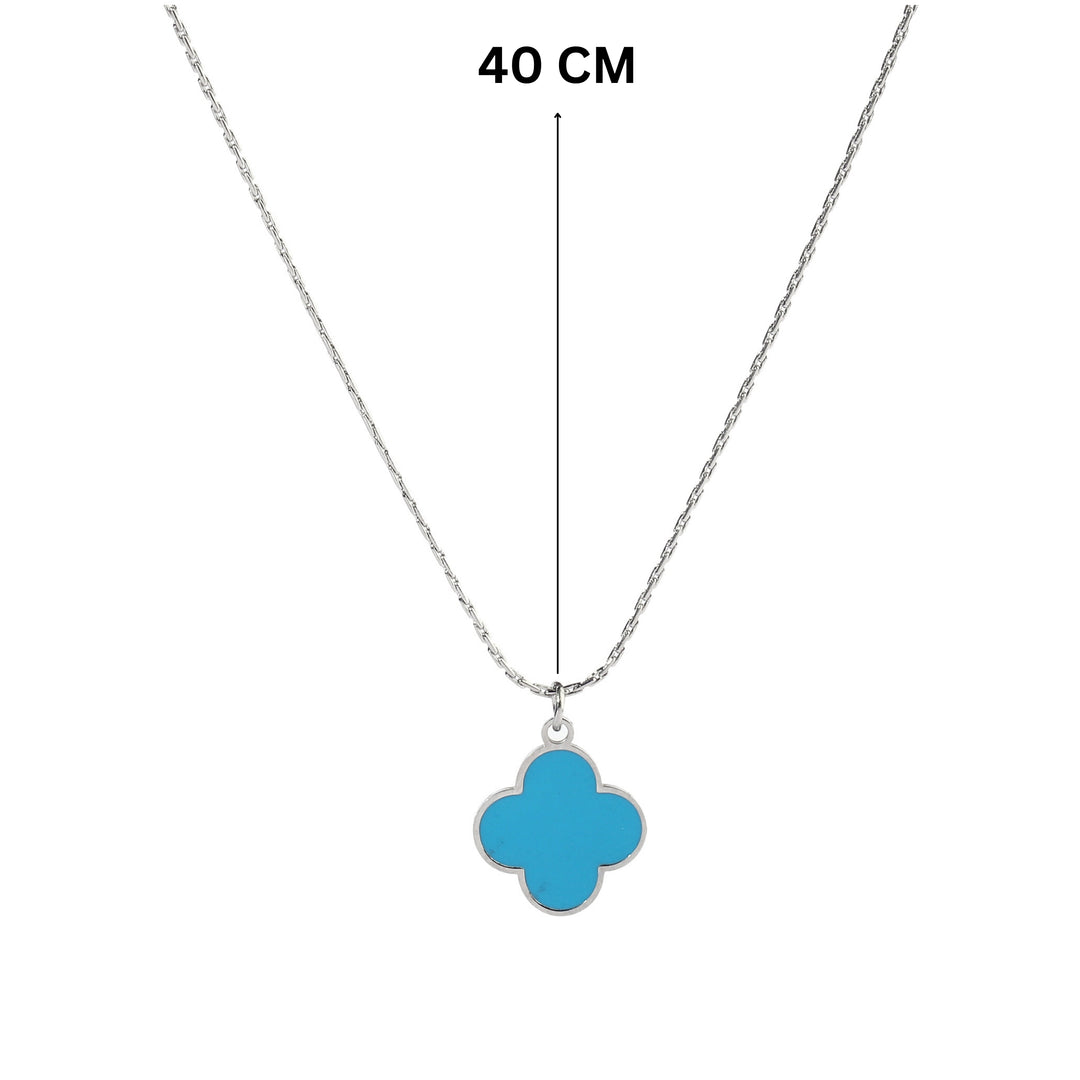 Teal Clover Silver Necklace - Salty Accessories