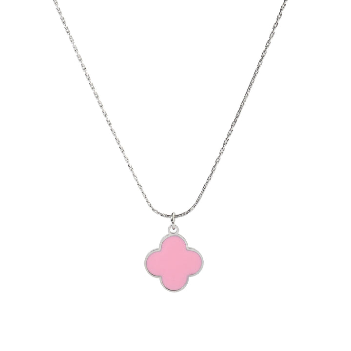 Blush Pink Clover Silver Necklace - Salty Accessories