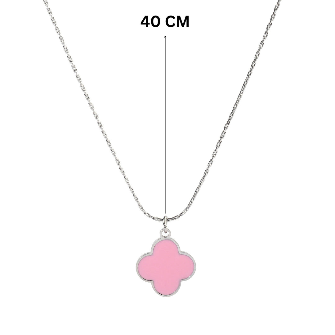 Blush Pink Clover Silver Necklace