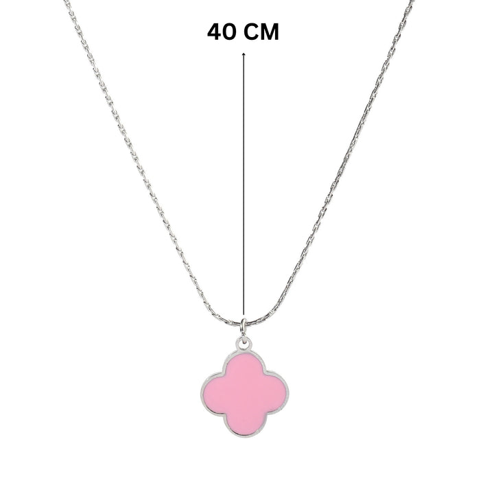 Blush Pink Clover Silver Necklace - Salty Accessories