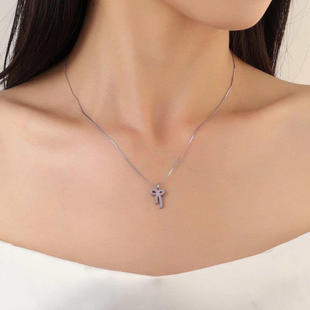 Sparkling Bow Silver Necklace - Salty Accessories