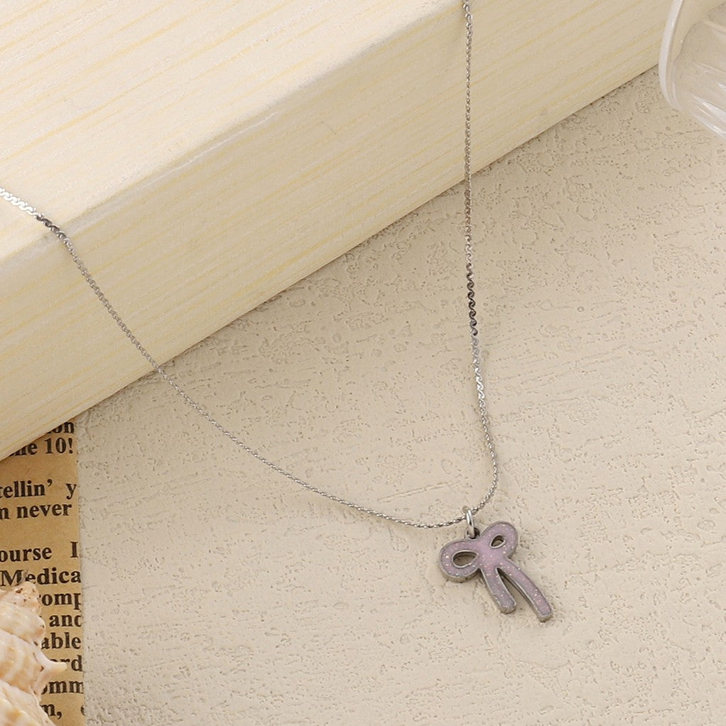 Sparkling Bow Silver Necklace - Salty Accessories