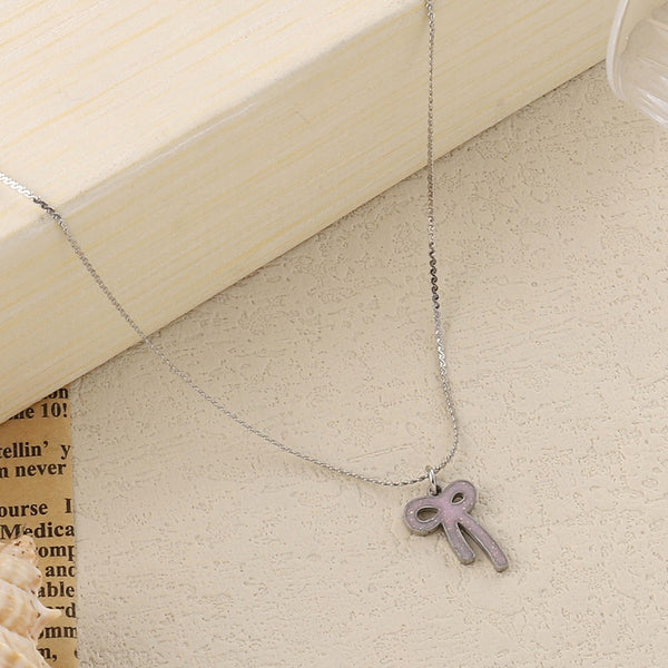 Sparkling Bow Silver Necklace