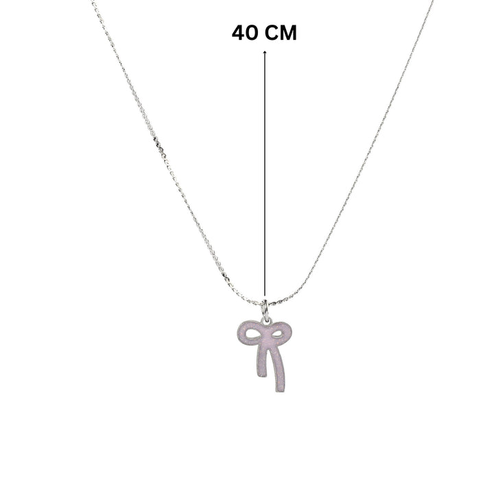 Sparkling Bow Silver Necklace - Salty Accessories