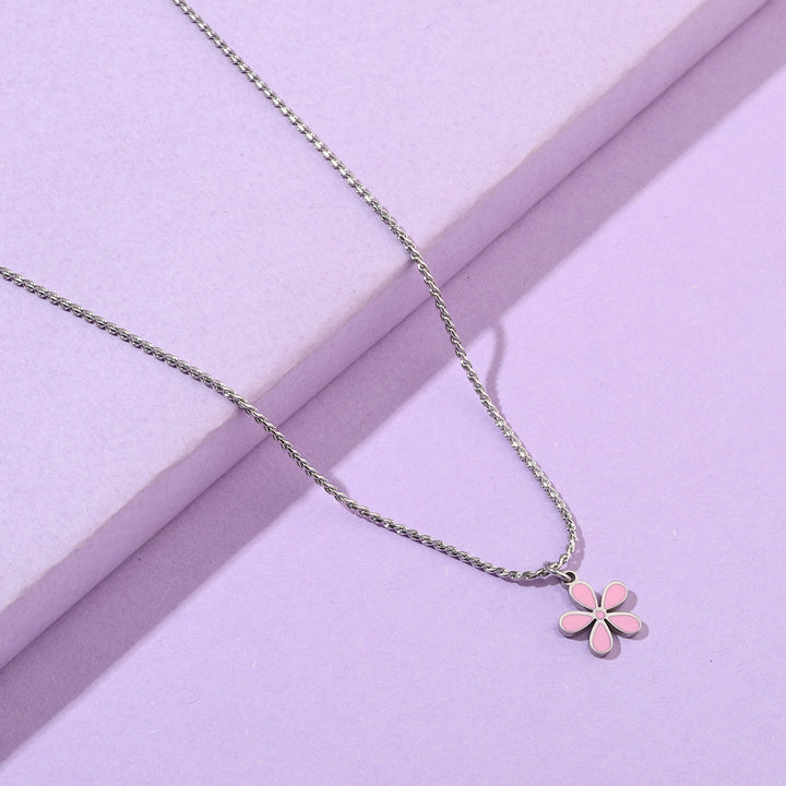 Peachy Daisy SIlver Necklace - Salty Accessories