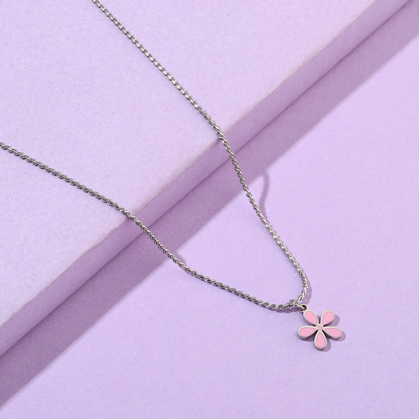 Peachy Daisy SIlver Necklace