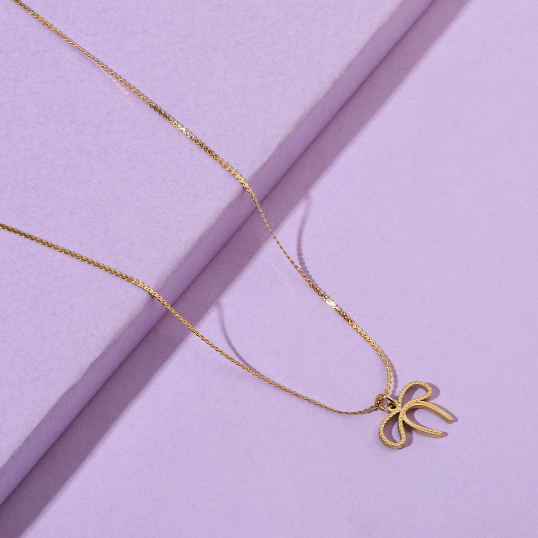 Golden Studded Bow Necklace