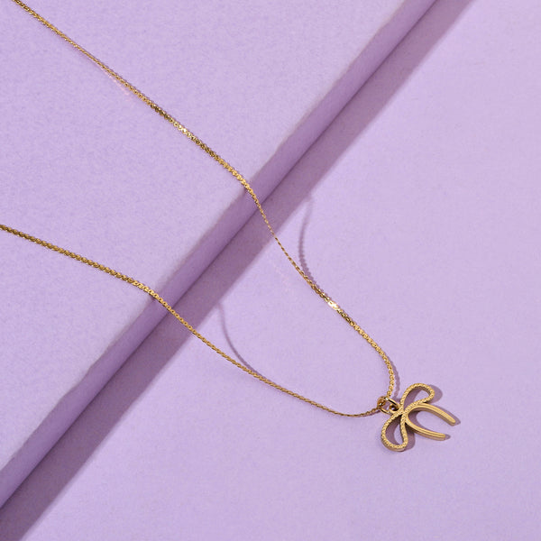Golden Studded Bow Necklace