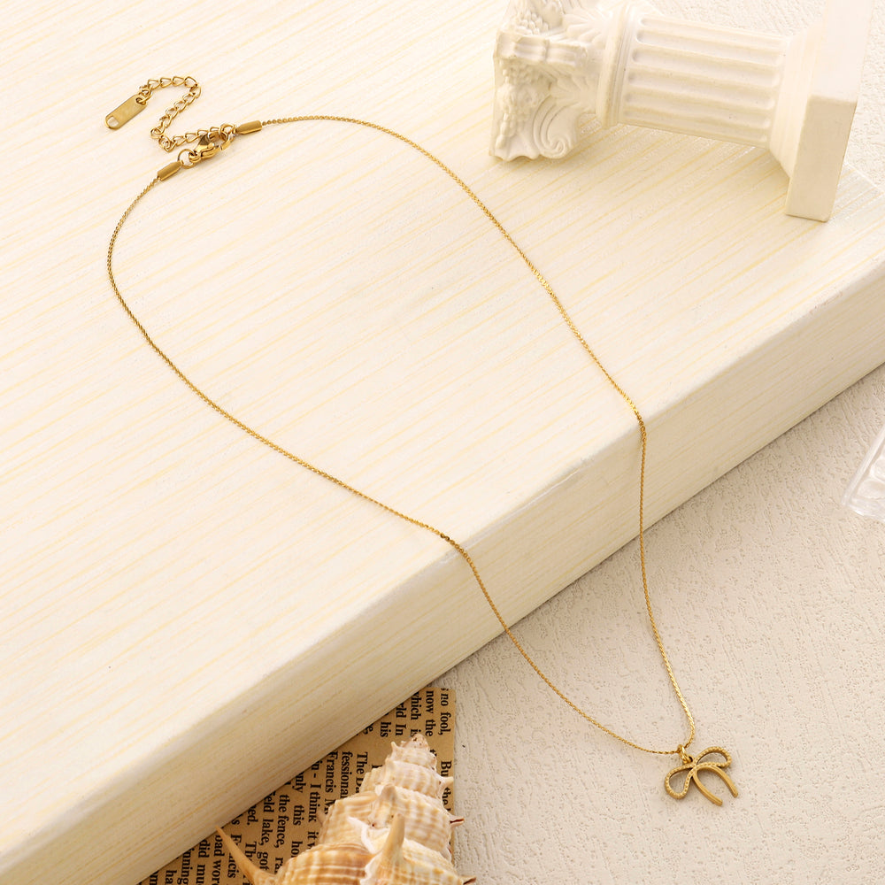 Golden Studded Bow Necklace - Salty Accessories