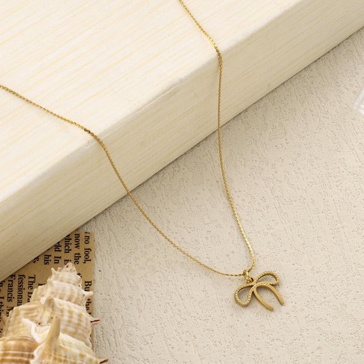 Golden Studded Bow Necklace