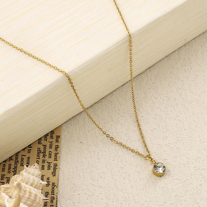 White Solitaire Gold Necklace - Salty Accessories