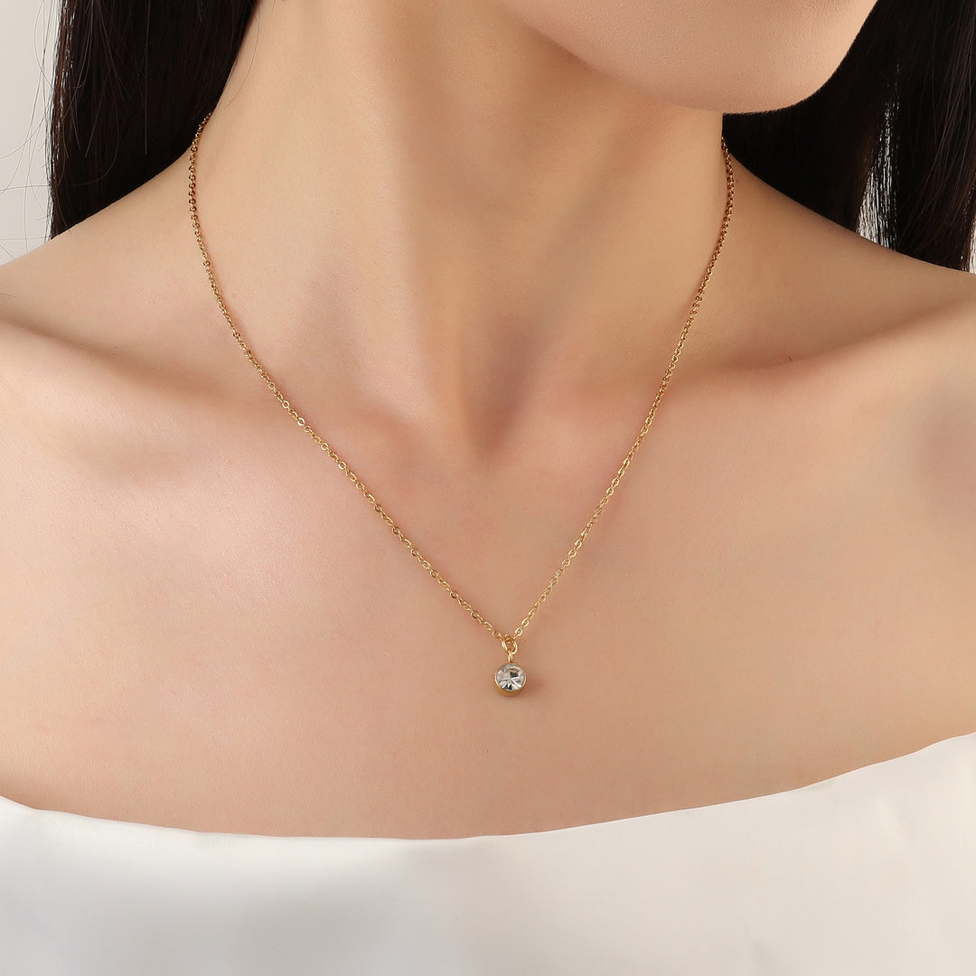 White Solitaire Gold Necklace - Salty Accessories