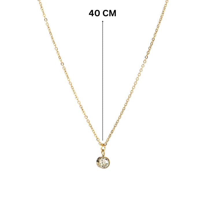 White Solitaire Gold Necklace