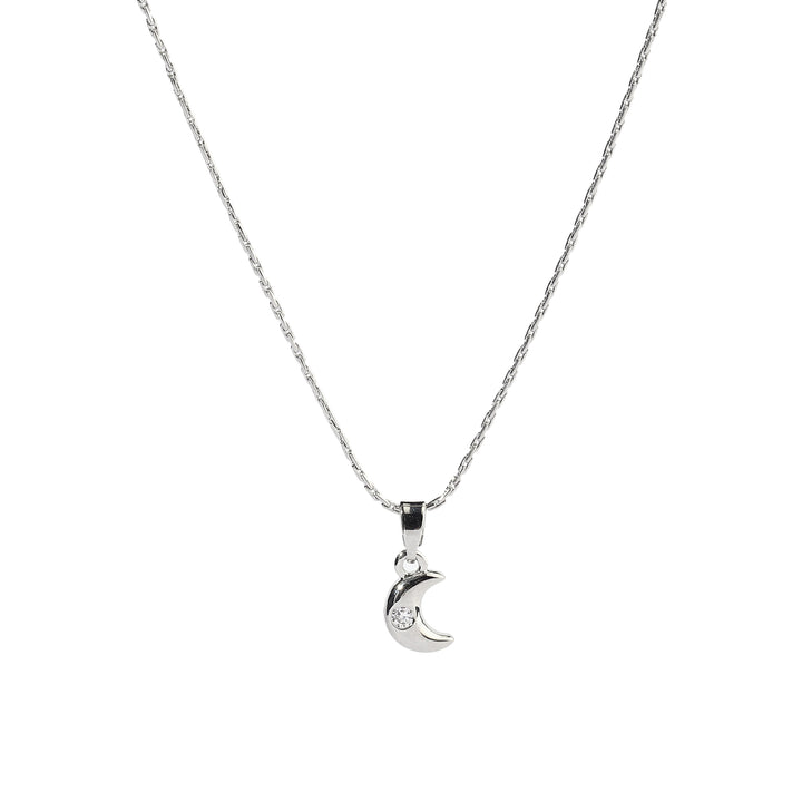 Studded Cresent Moon Silver Necklace - Salty Accessories