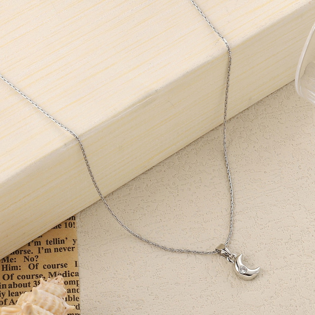 Studded Cresent Moon Silver Necklace - Salty Accessories
