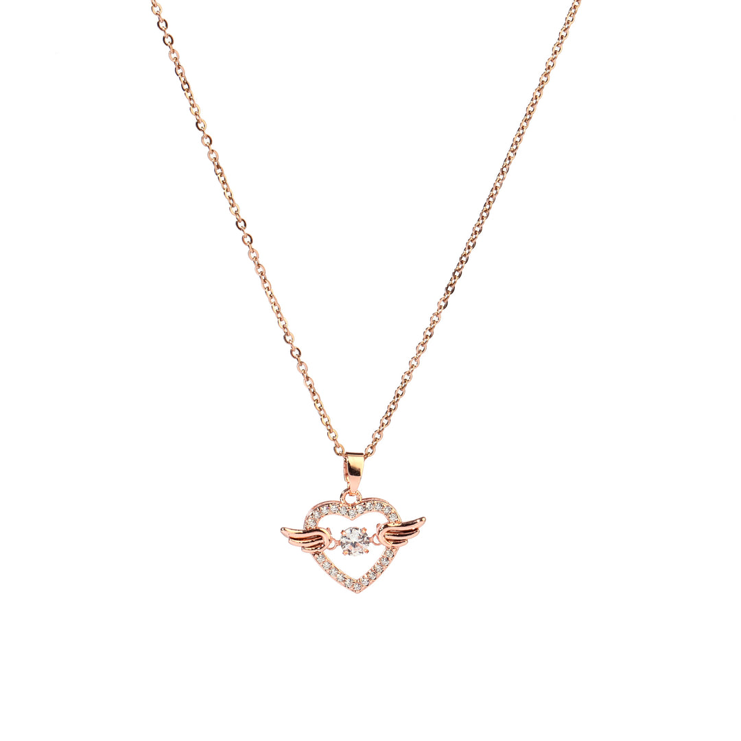 Wingy heart Studded Rosegold Necklace - Salty Accessories