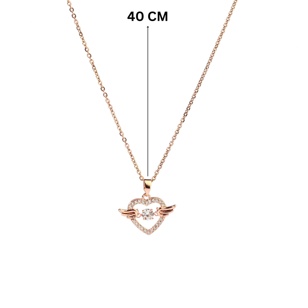 Wingy heart Studded Rosegold Necklace