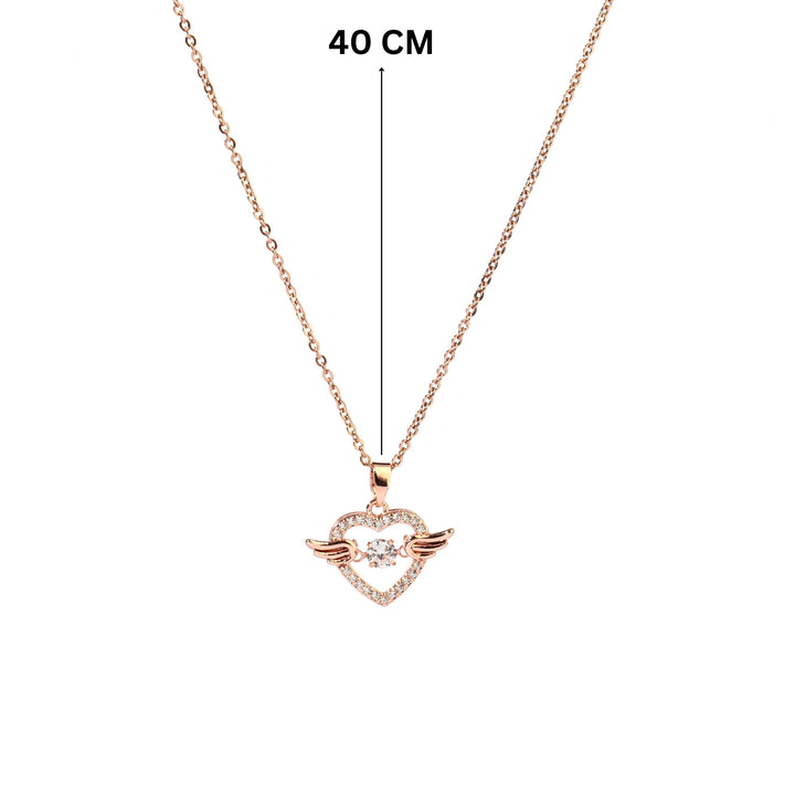 Wingy heart Studded Rosegold Necklace