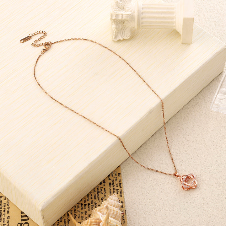 Orbit Studded Rosegold Necklace - Salty Accessories