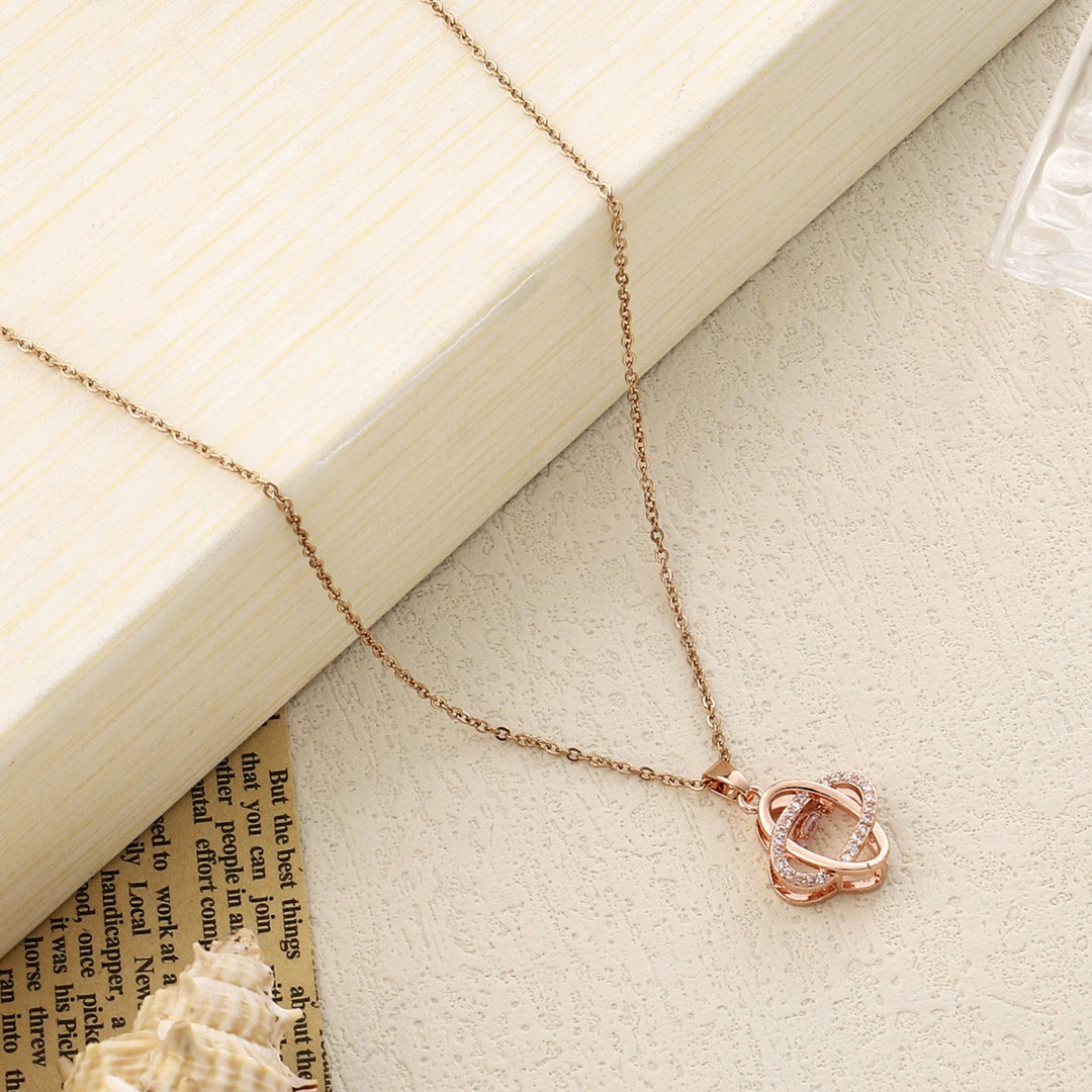Orbit Studded Rosegold Necklace - Salty Accessories