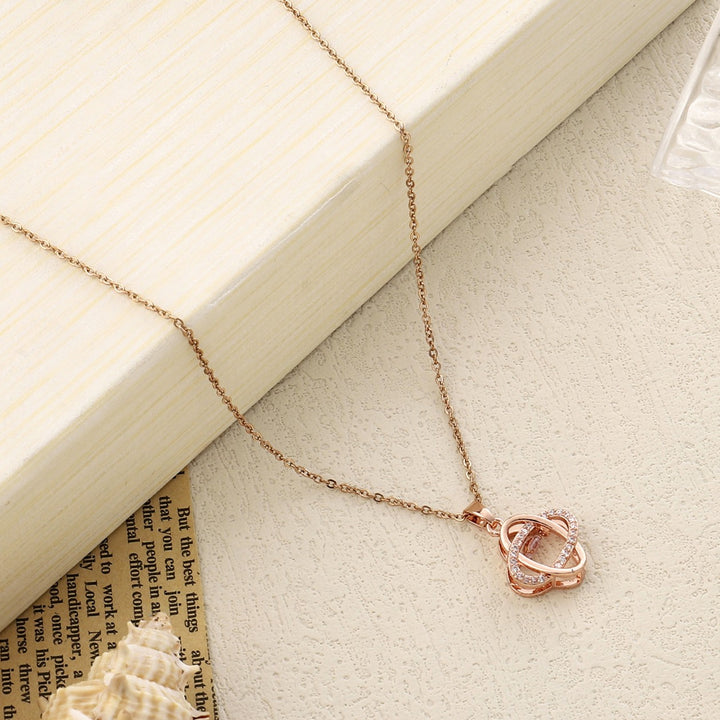 Orbit Studded Rosegold Necklace - Salty Accessories