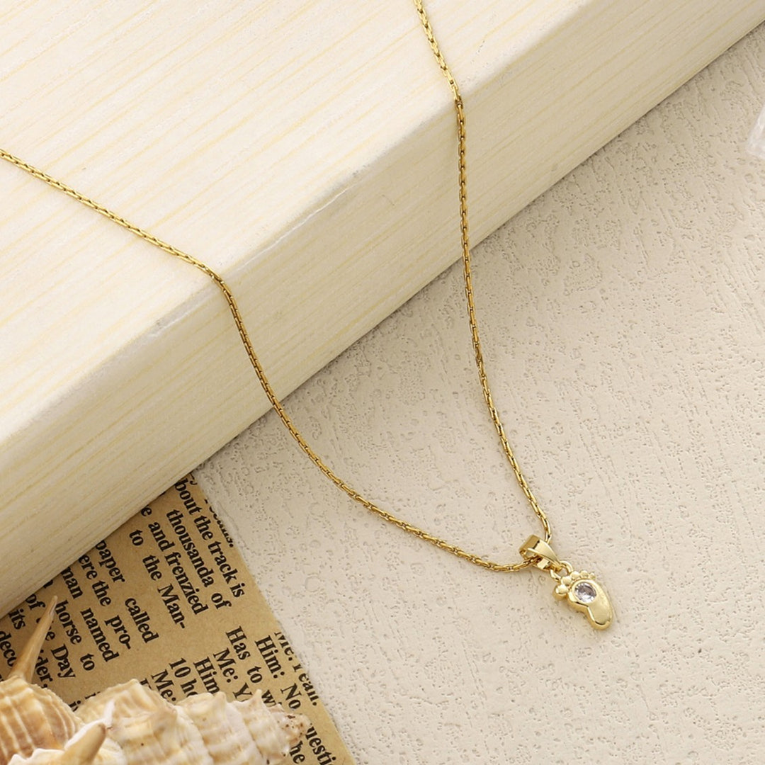 Studded Feet Gold Necklace - Salty Accessories