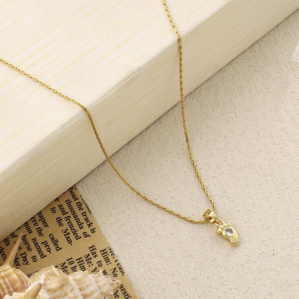 Studded Feet Gold Necklace