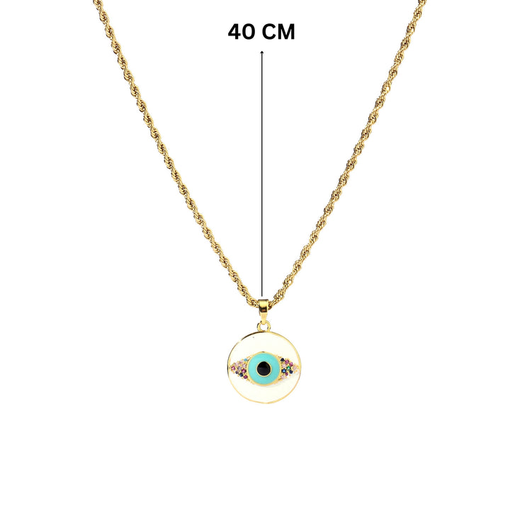White & Blue Evil Eye Gold Necklace