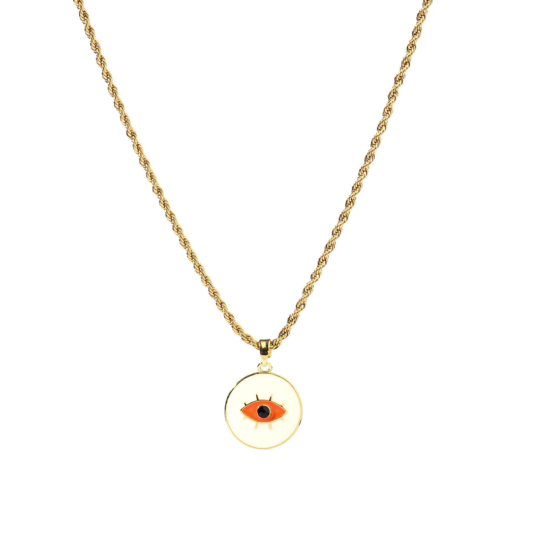 White & Red Evil Eye Gold Necklace - Salty Accessories