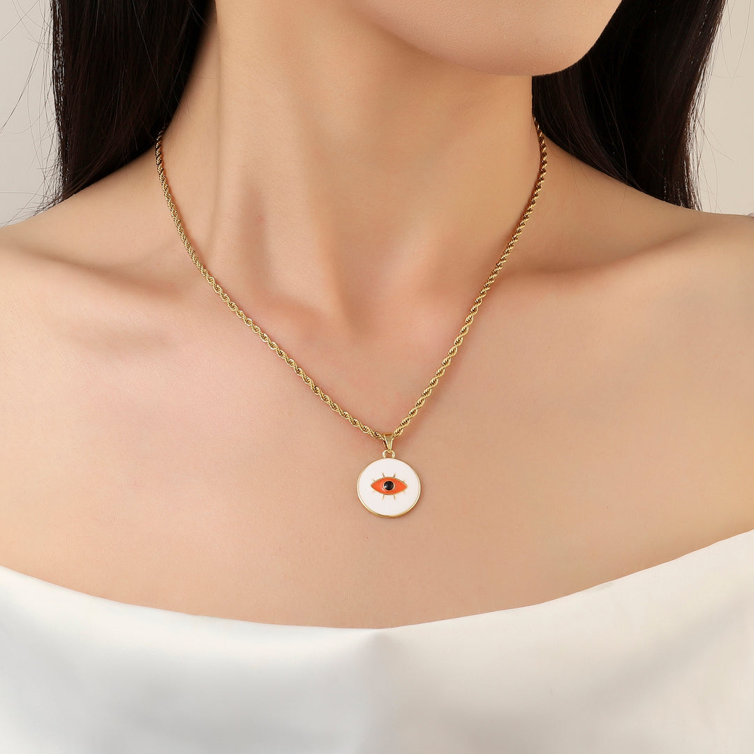 White & Red Evil Eye Gold Necklace - Salty Accessories