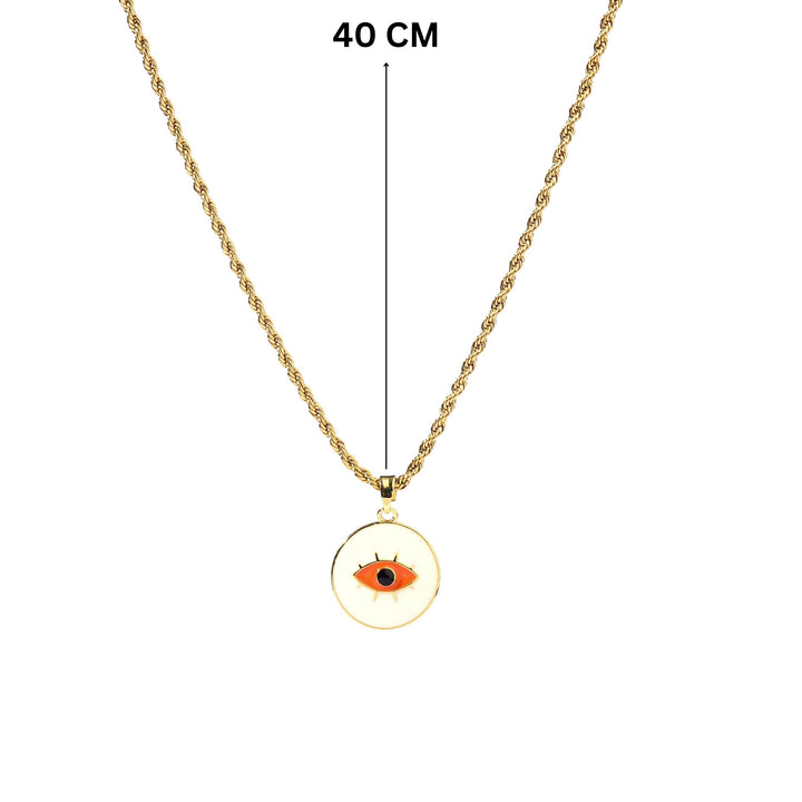 White & Red Evil Eye Gold Necklace