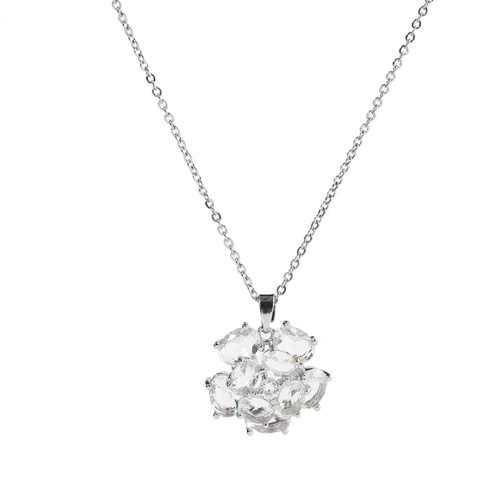 Crystal Flower Silver Necklace - Salty Accessories