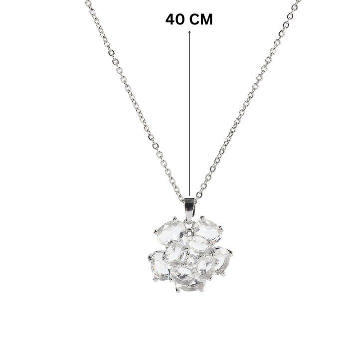 Crystal Flower Silver Necklace