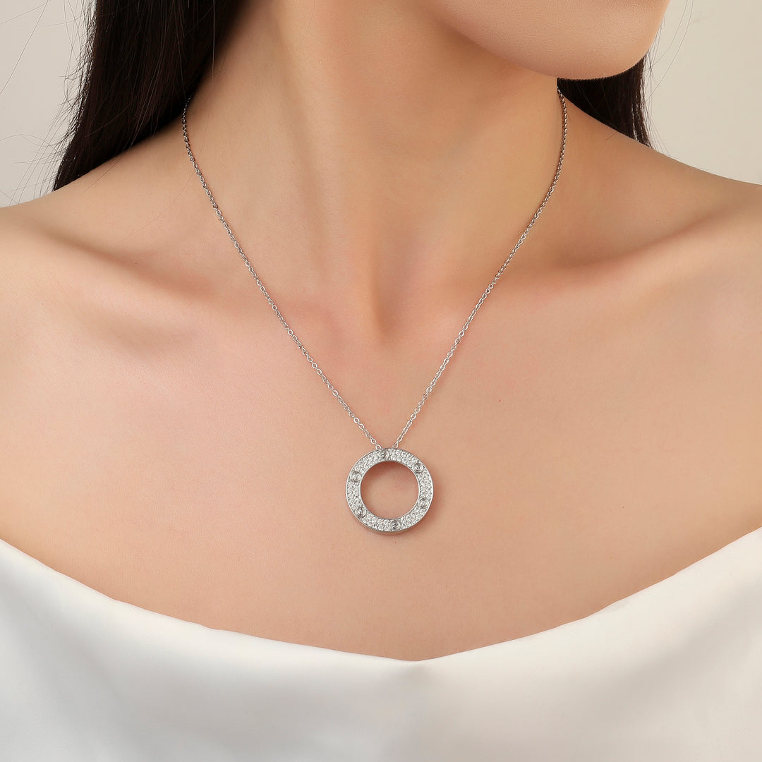 Studded Wheel Silver Necklace - Salty Accessories