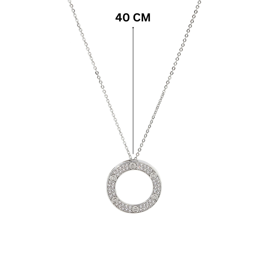 Studded Wheel Silver Necklace