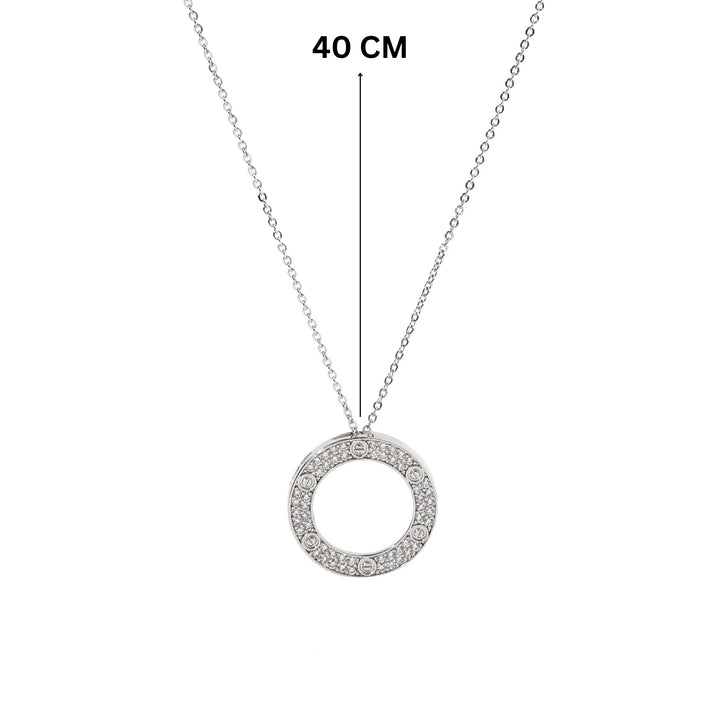 Studded Wheel Silver Necklace