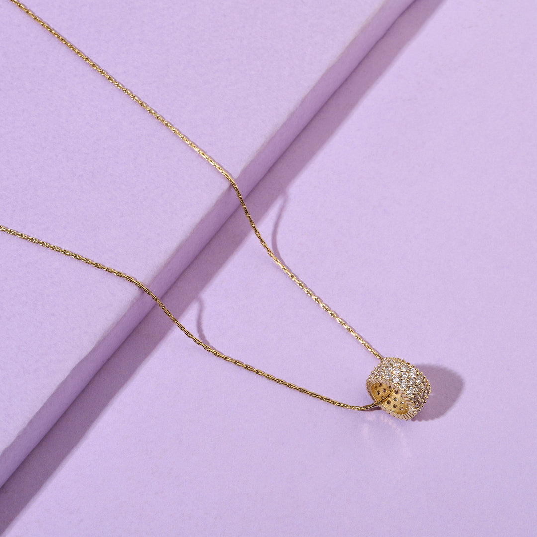 Full Studded Wheel Gold Necklace