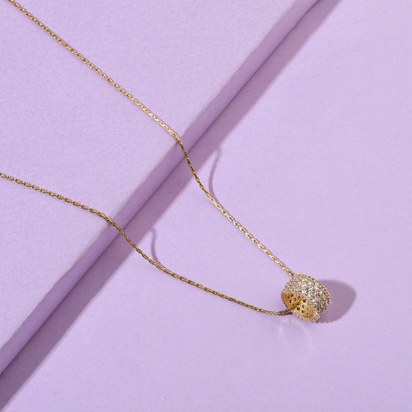 Full Studded Wheel Gold Necklace