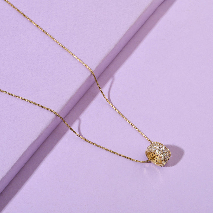 Full Studded Wheel Gold Necklace