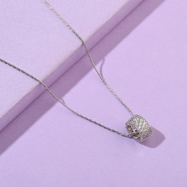 Full Studded Wheel Silver Necklace