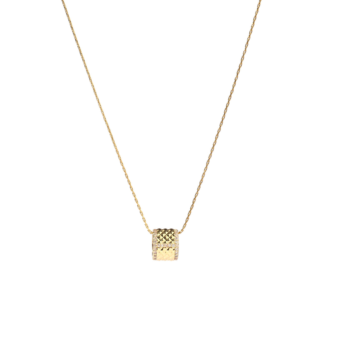 Textured Studded Wheel Gold Necklace