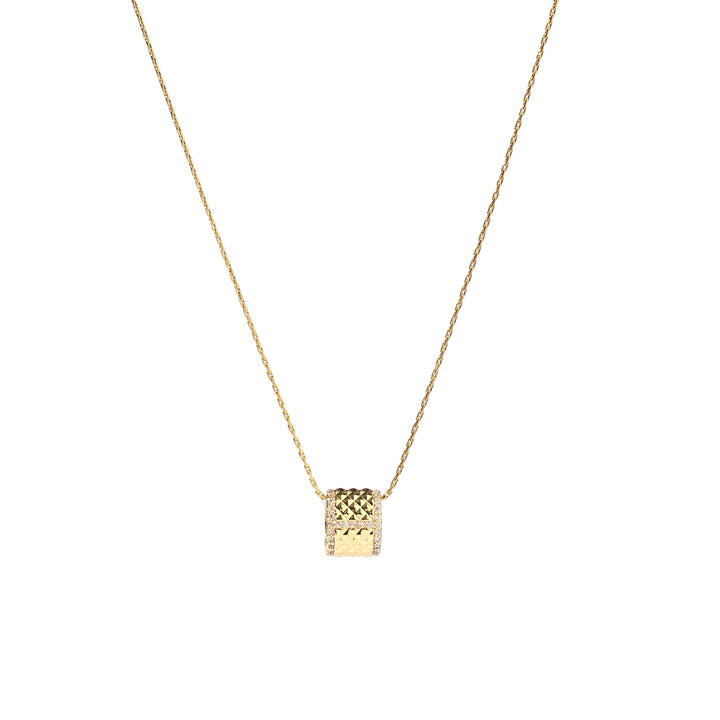Textured Studded Wheel Gold Necklace