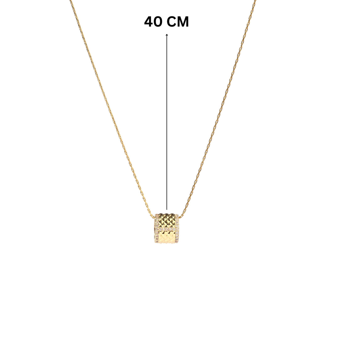 Textured Studded Wheel Gold Necklace