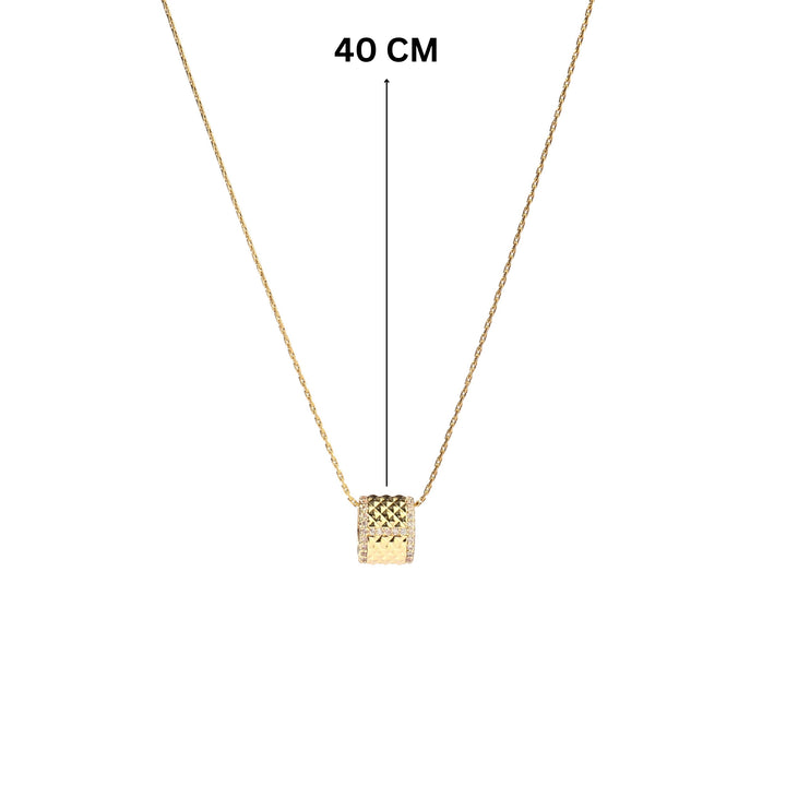 Textured Studded Wheel Gold Necklace