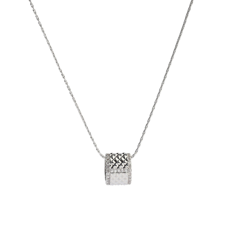 Textured Studded Wheel Silver Necklace