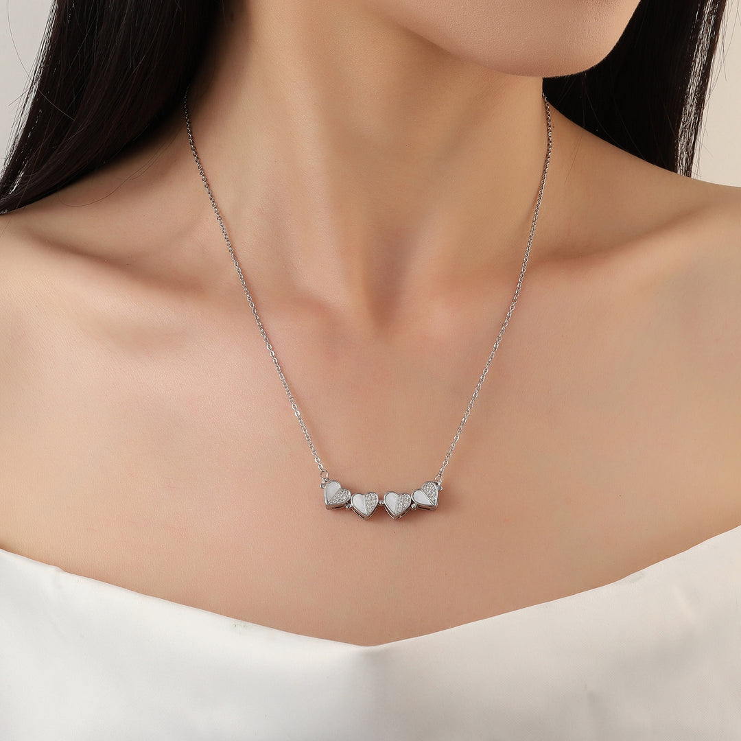 Clover Half n Half Studded Silver Necklace - Salty Accessories